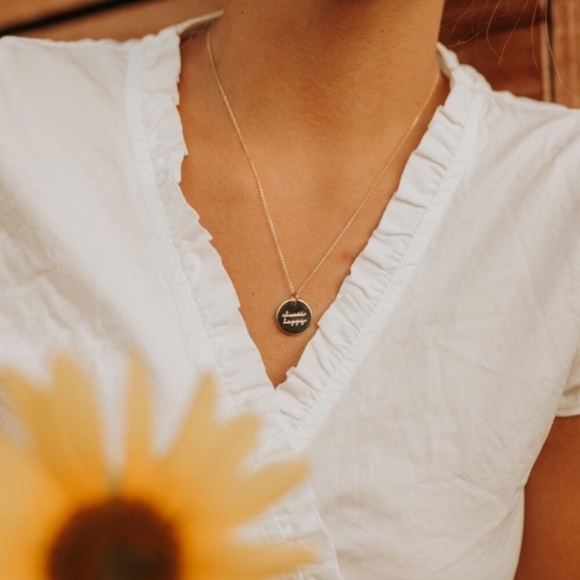 Choose Happy Mantra Meditative Mini Charm Necklace - Picture 3 of 9